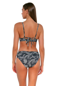 Back pose #1 of Daria wearing Sunsets Fanfare Seagrass Texture Unforgettable Bottom with matching Brooke U-Wire bikini top
