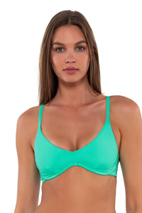 Front pose #2 of Daria wearing Sunsets Mint Brooke U-Wire Top