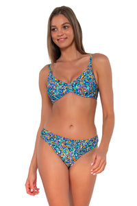 Front pose #1 of Daria wearing Sunsets Pansy Fields Brooke U-Wire Top with matching Unforgettable Bottom bikini