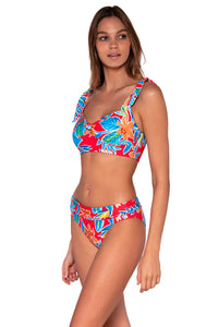 Side view of Sunsets Tiger Lily Lily Top with matching Unforgettable Bottom bikini