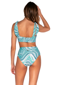Back view of Sunsets Moon Tide Summer Lovin V-Front Bottom with matching Lily Top bikini