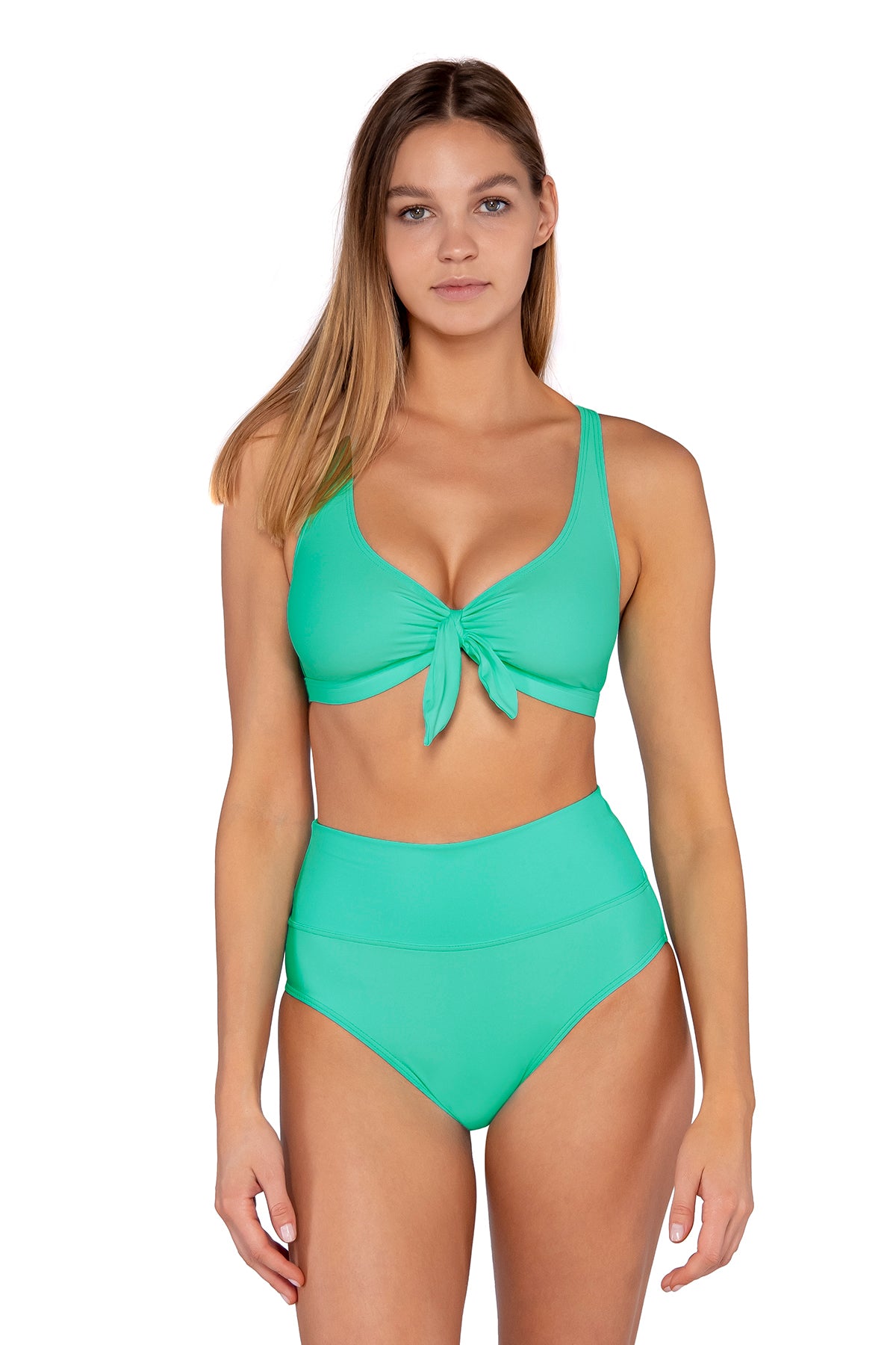 Front view of Sunsets Mint Brandi Bralette Top