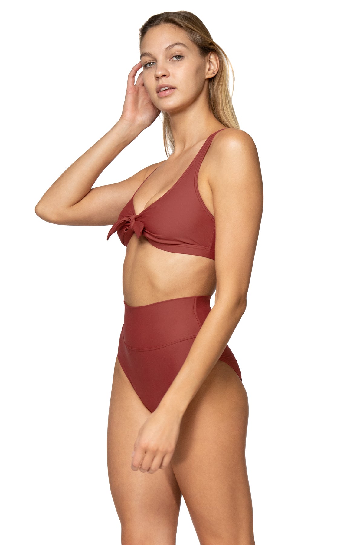 Charger l&amp;#39;image dans la galerie, Side view of Sunsets Tuscan Red Hannah High Waist Bottom
