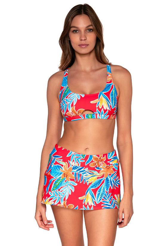Charger l&amp;#39;image dans la galerie, Front view of Sunsets Tiger Lily Sporty Swim Skirt
