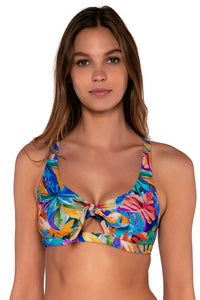 Front view of Sunsets Alegria Brandi Bralette Top showing keyhole front tie