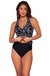 Front view of Sunsets Lost Palms Elsie Tankini Top with matching High Road Bottom bikini