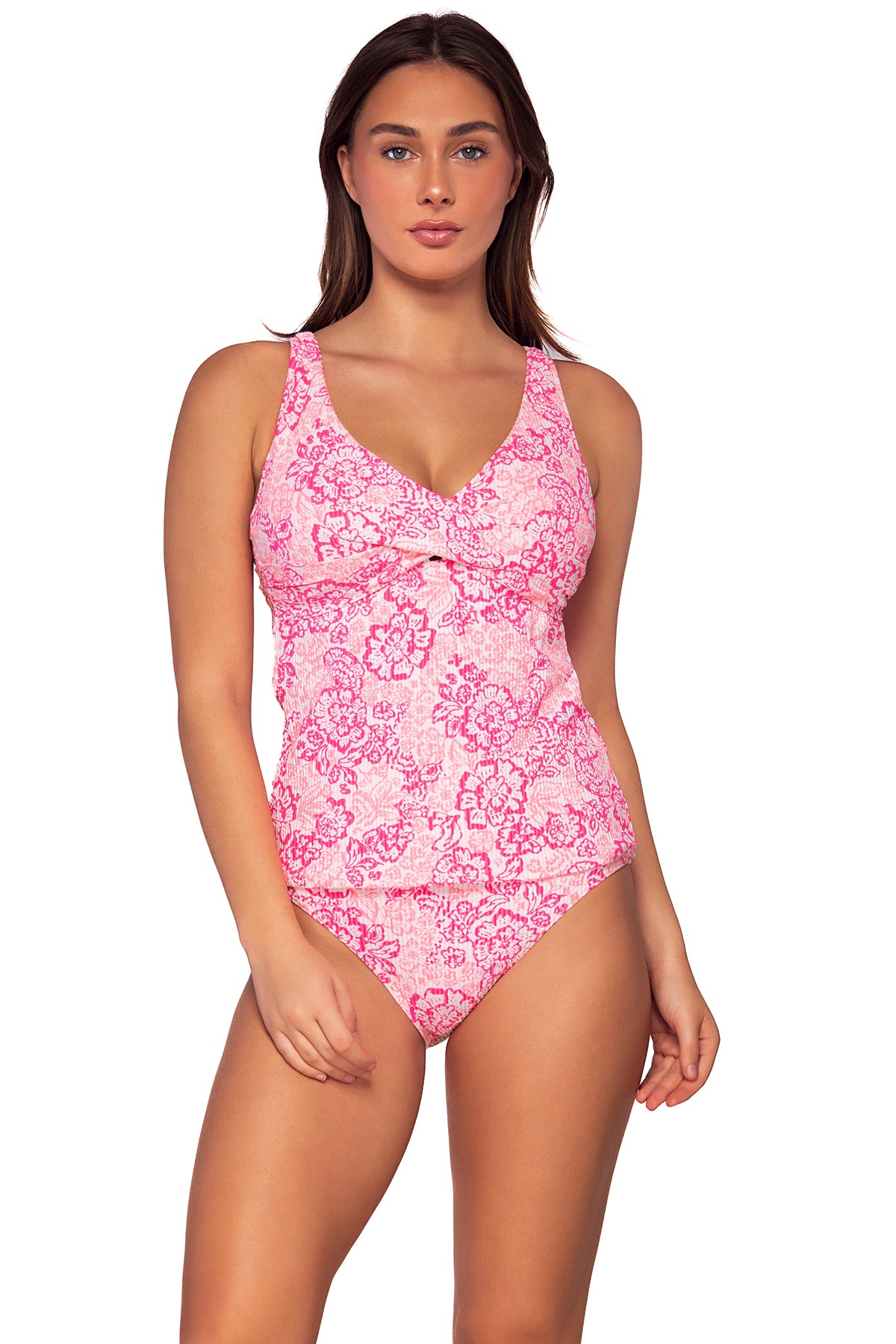 Front view of Sunsets Coral Cove Elsie Tankini Top