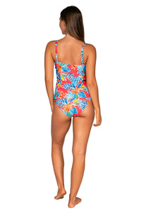 Back view of Sunsets Tiger Lily Taylor Tankini Top with matching Femme Fatale Hipster bikini bottom