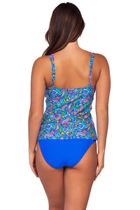Back view of Sunsets Persian Sky Taylor Tankini Top with matching High Road Bottom bikini