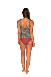 Back view of Sunsets Andalusia Taylor Tankini Top with matching Femme Fatale Hipster bikini bottom