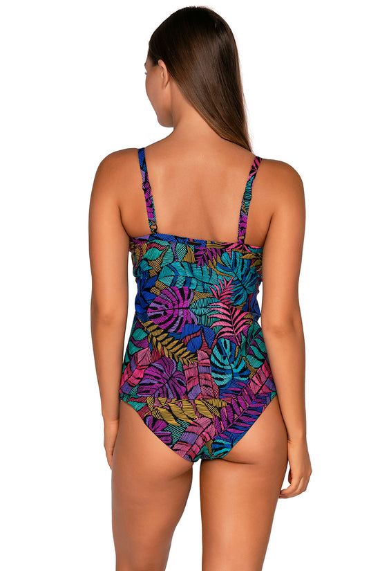 Back view of Sunsets Panama Palms Forever Tankini Top