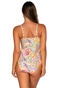 Back view of Sunsets Phoenix Forever Tankini Top with matching Femme Fatale Hipster bikini bottom