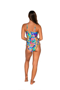 Front full shot of Sunsets Alegria Forever Tankini swim top with Alegria Hannah High Waist bikini bottom
