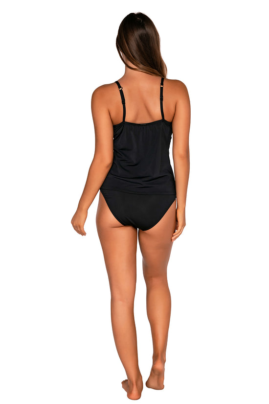 Back view of Sunsets Black Crossroads Tankini Top