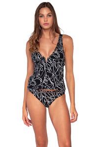 Front view of Sunsets Lost Palms Vivian Tankini Top with matching Audra Hipster bikini bottom