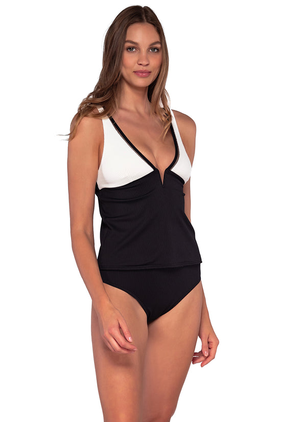 Side view of Sunsets Roll The Dice Vivian Tankini Top