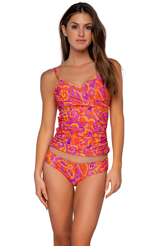 Front view of Sunsets Pele Simone Tankini Top