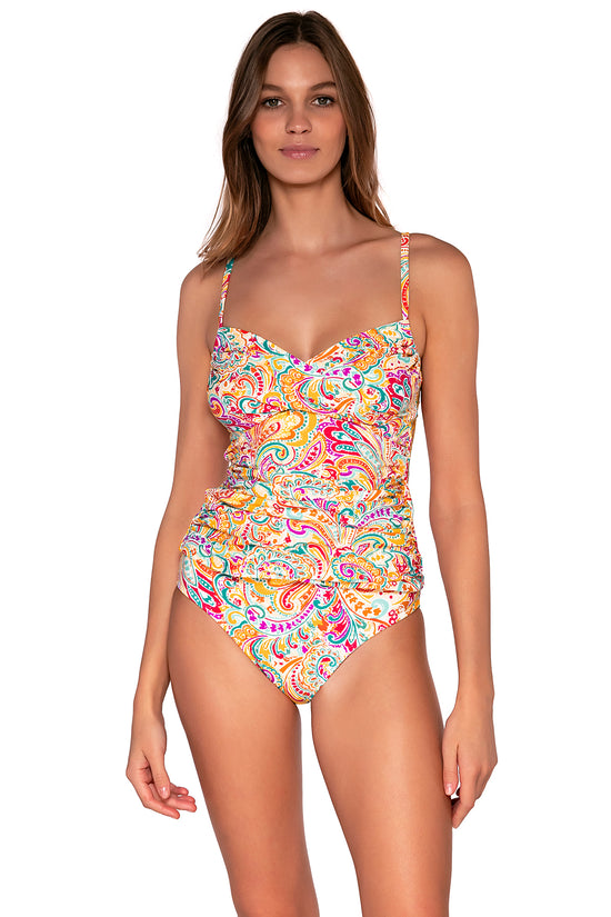 Front view of Sunsets Phoenix Simone Tankini Top