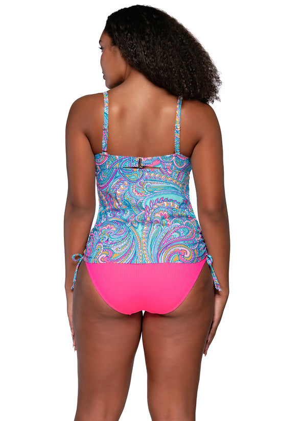 Back view of Sunsets Escape Paisley Pop Cassie Tankini