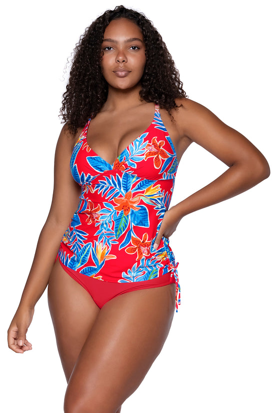 Front view of Sunsets Escape Tiger Lily Cassie Tankini