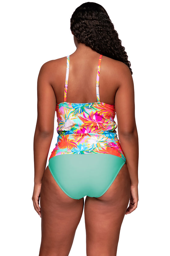 Charger l&amp;#39;image dans la galerie, Back view of Sunsets Escape Lotus Harlow High Neck Tankini Top
