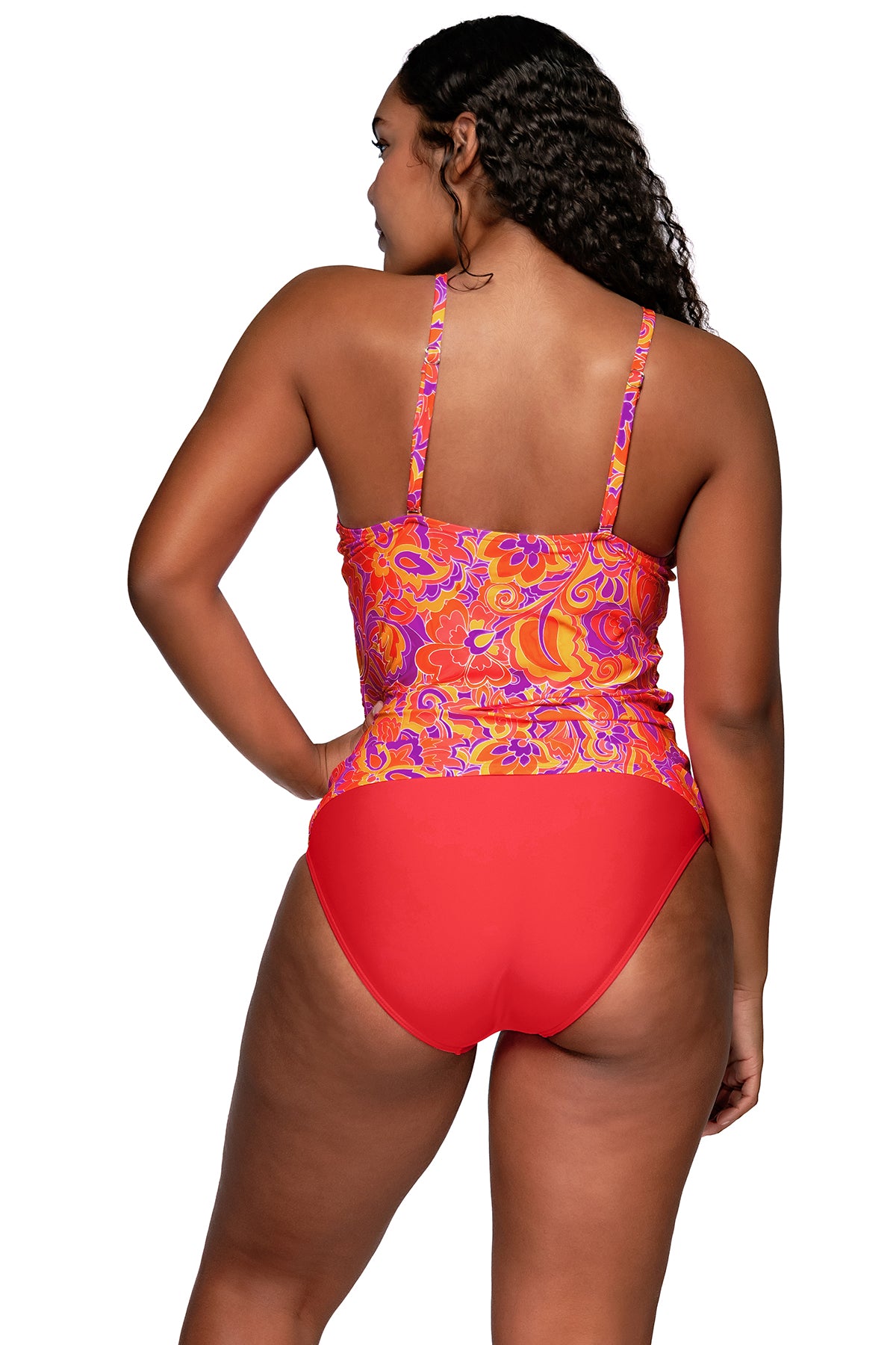 Back view of Sunsets Escape Pele Harlow High Neck Tankini Top