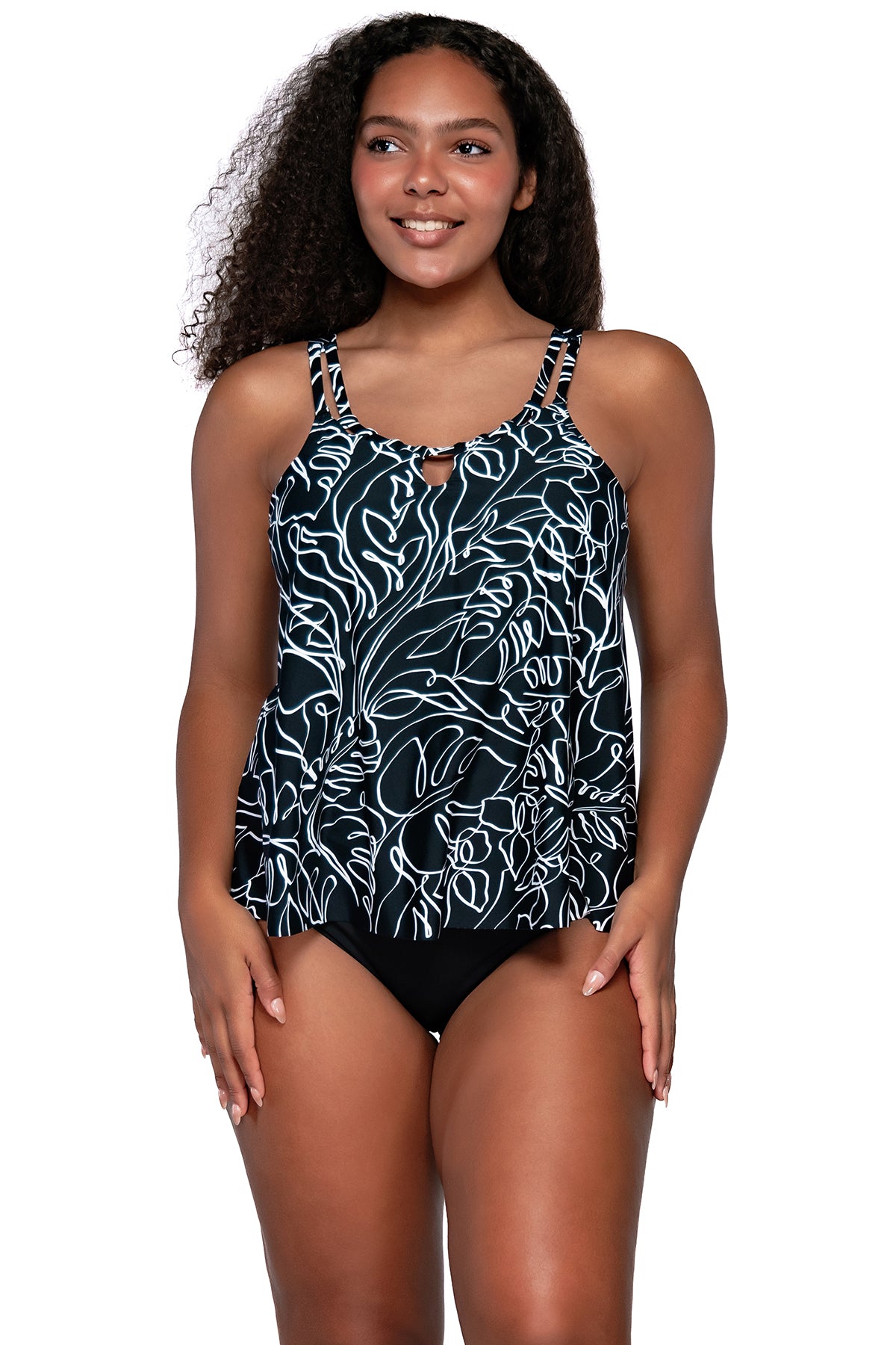Front view of Sunsets Escape Lost Palms Sadie Tankini Top