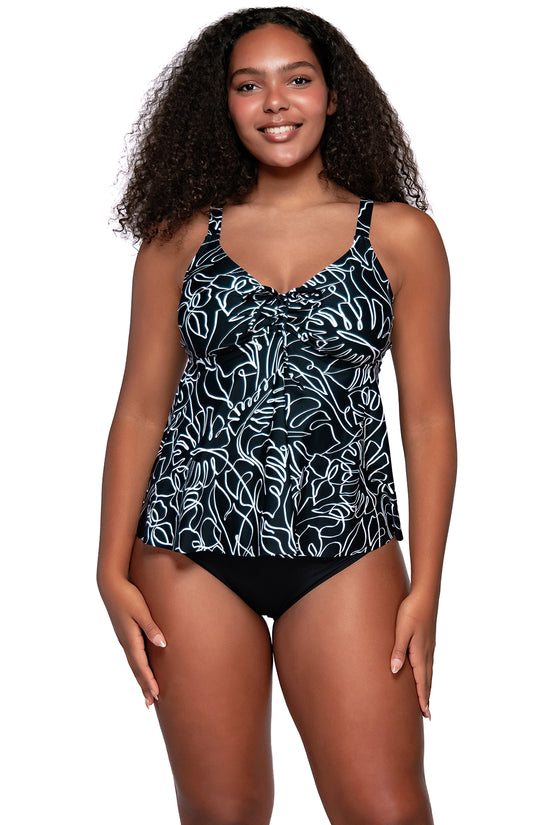 Front view of Sunsets Escape Lost Palms Marin Tankini Top