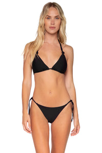 Front view of Swim Systems Black Mila Tri Top