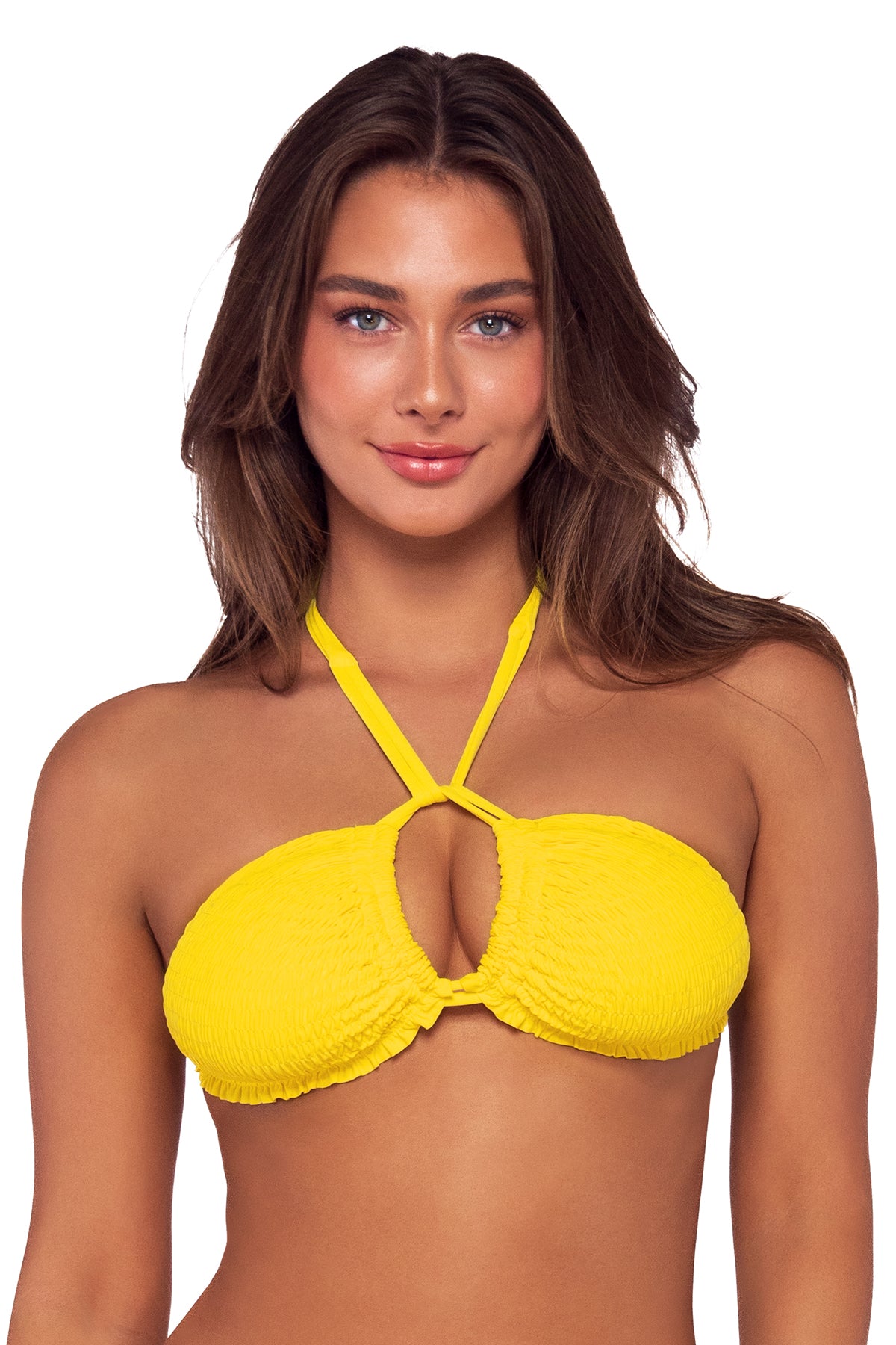 Halter Bandeau Bikini Top Yellow