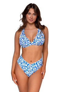 Front view of Swim Systems Athena Delfina V Front Bottom with matching Charlotte bikini top