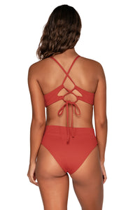 Back view of Swim Systems Cayenne Maya Underwire Top with matching Delfina V Front bikini bottom