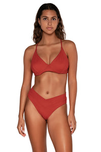 Front view of Swim Systems Cayenne Maya Underwire Top with matching Delfina V Front bikini bottom