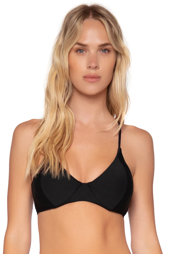 Charger l&amp;#39;image dans la galerie, Front view of Swim Systems Black Maya Underwire Top

