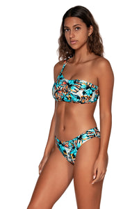 Side view of Swim Systems Pacific Grove Reese One Shoulder Top with matching Chloe bikini bottom