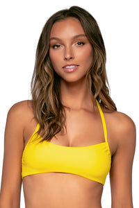 Front view of Swim Systems Daffodil Hanalei Halter Top