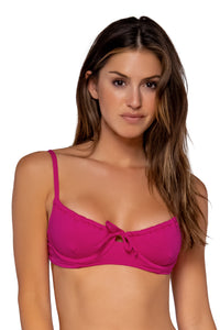 Front view of Swim Systems Magenta Avila Underwire Top