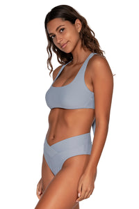 Side view of Swim Systems Monterey Rylee Racerback with matching Delfina V Front bikini bottom