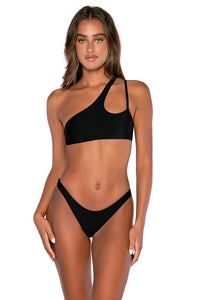 Front view of B Swim Black Out Gemma Top with matching Maddie bikini bottom