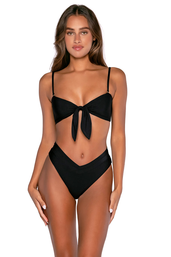 Front view of B Swim Black Out Eloise Top