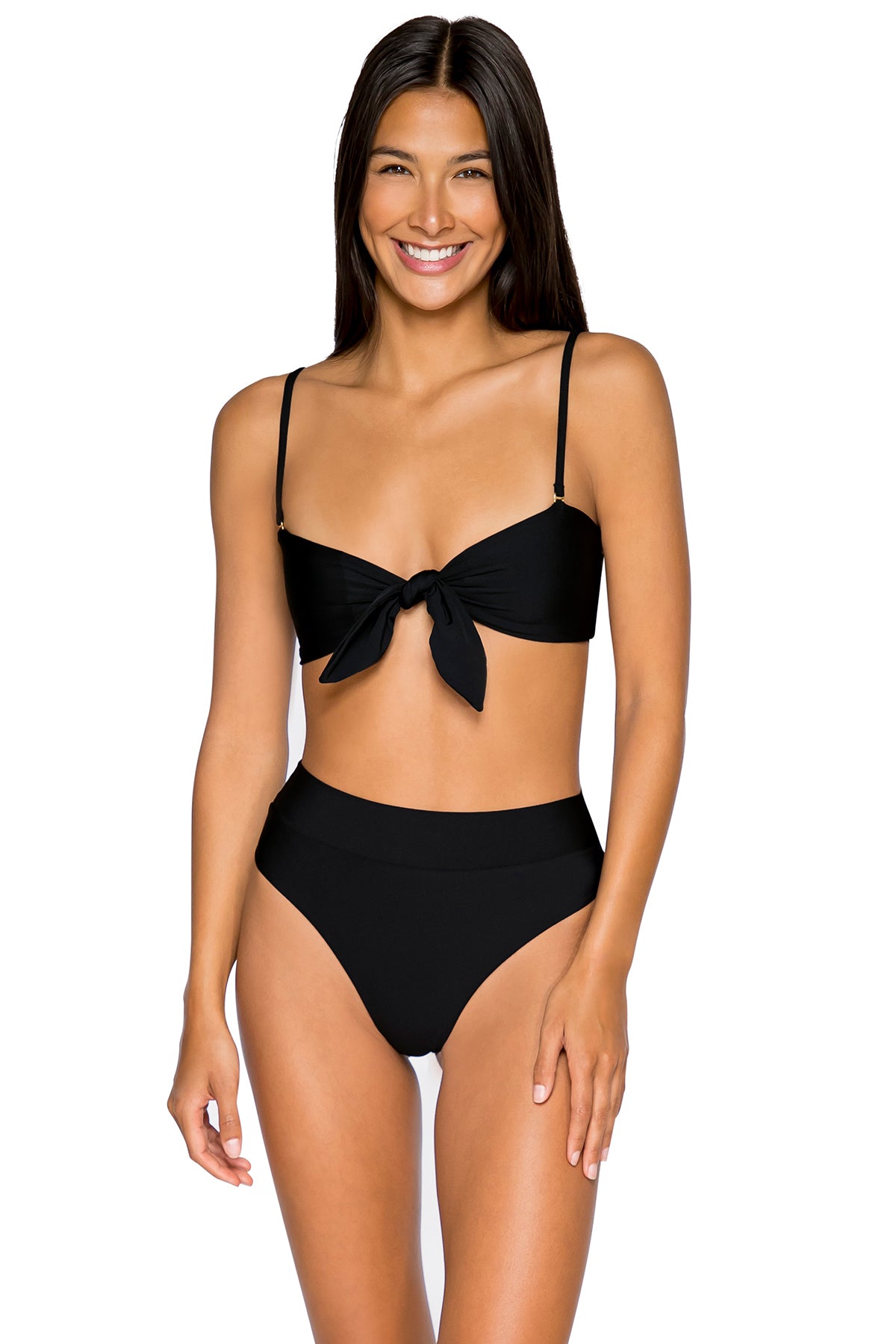 Front view of B Swim Black Out Calypso Top