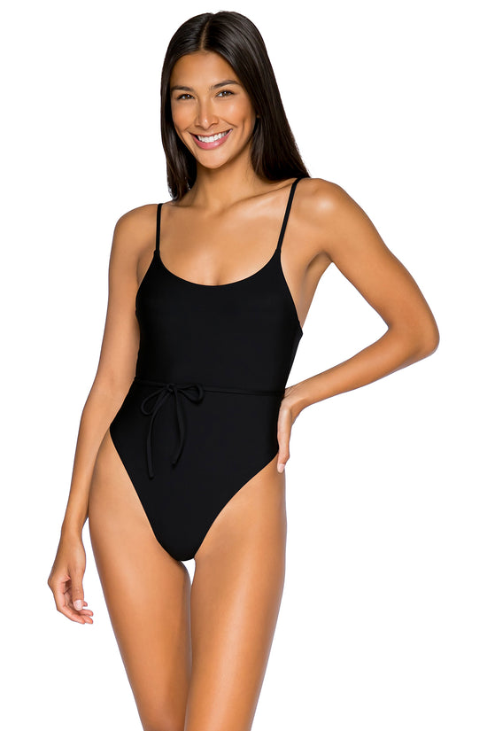 Front view of B Swim Black Out Ballet One Piece