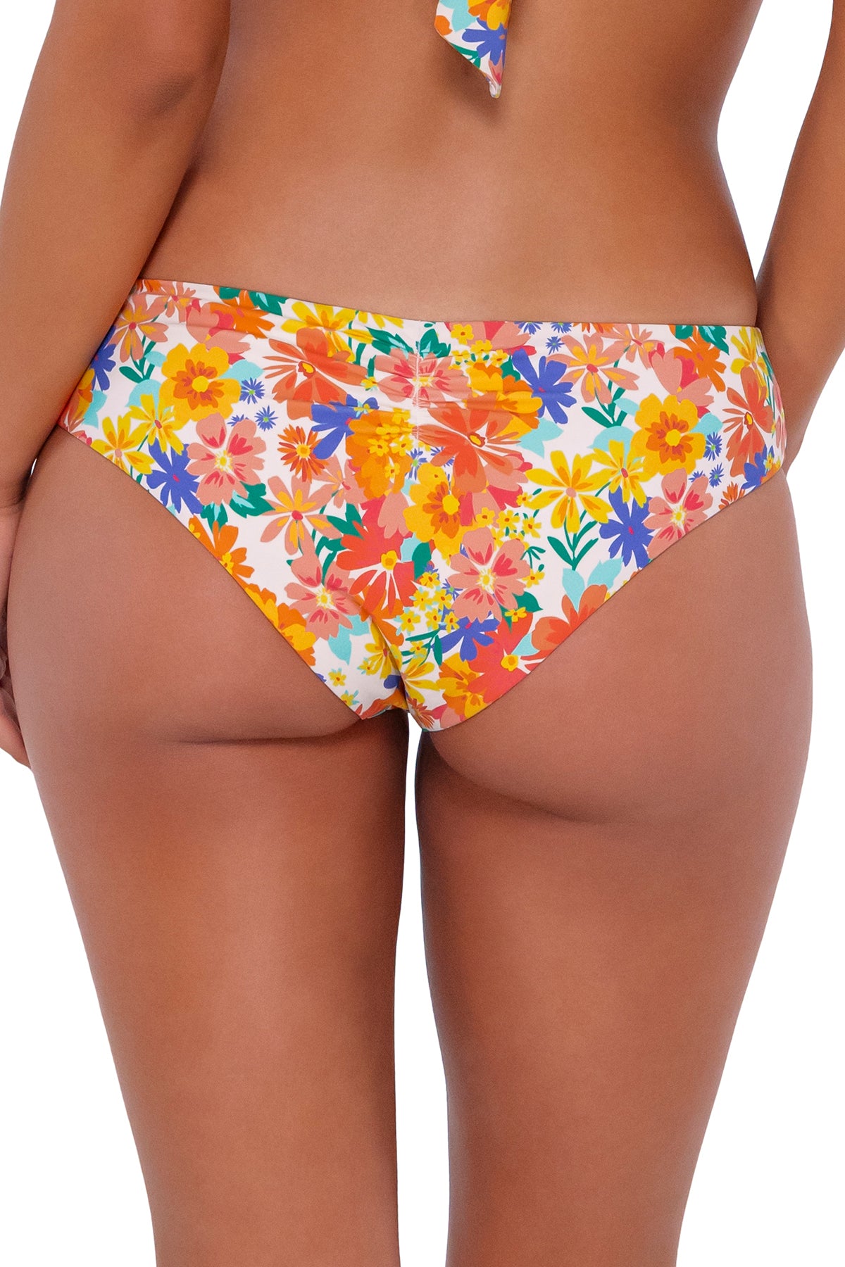 Back pose #1 of Chonzie wearing Swim Systems Beach Blooms Hazel Hipster Bottom
