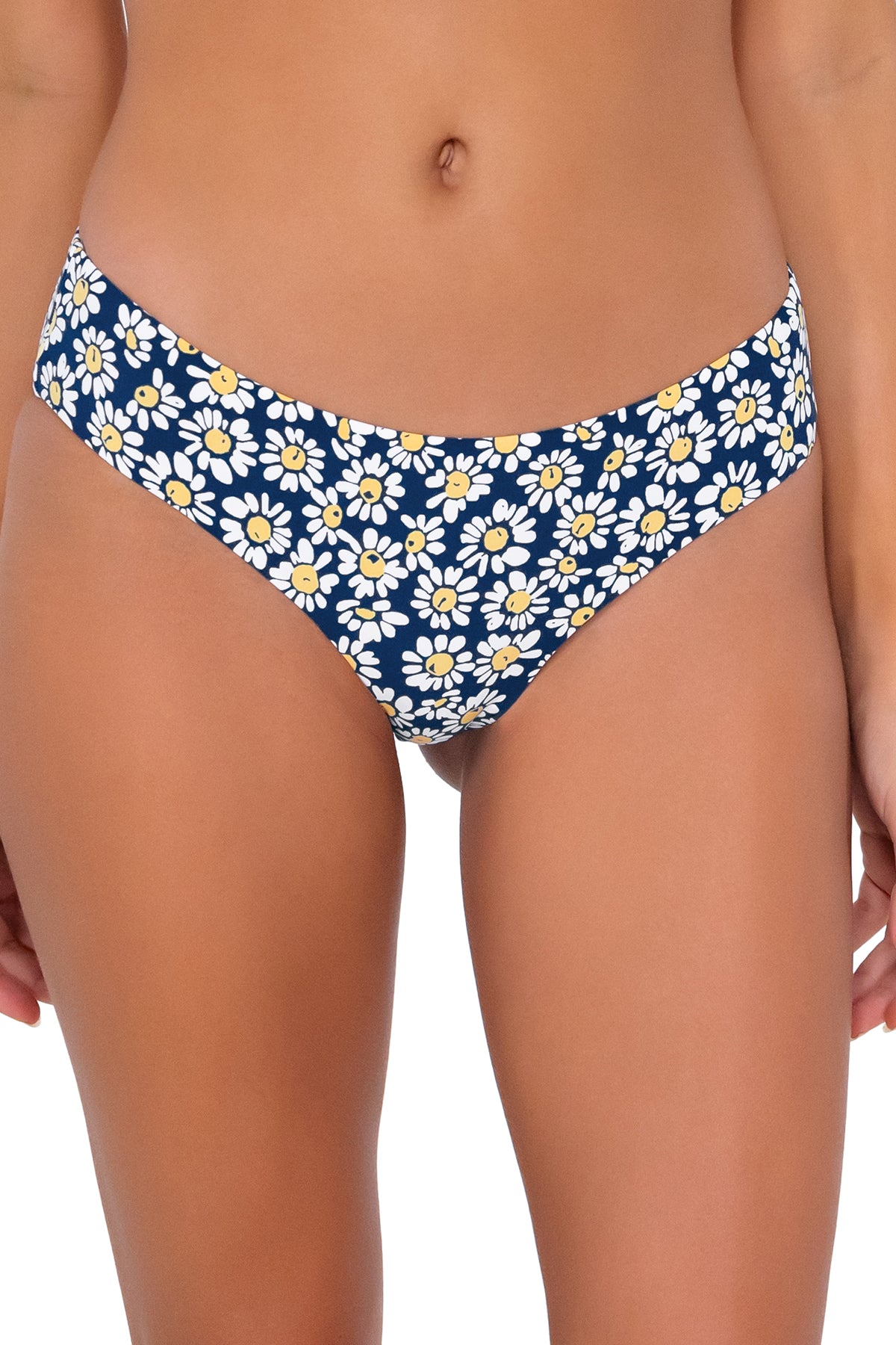 Front pose #1 of Jessica wearing Swim Systems Flower Field Hazel Hipster Bottom