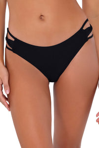 Front pose #1 of Jessica wearing Swim Systems Black Saylor Hipster Bottom