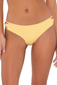 Front pose #1 of Jessica wearing Swim Systems Honey Bay Rib Saylor Hipster Bottom