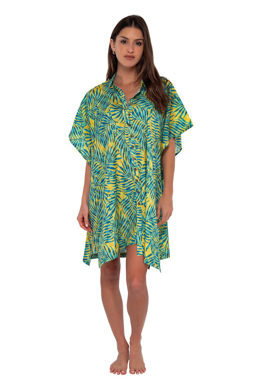 Front pose #1 of Gigi wearing Sunsets Cabana Shore Thing Tunic