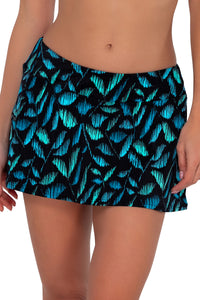 Front pose #1 of Gigi wearing Sunsets Cascade Seagrass Texture Sporty Swim Skirt