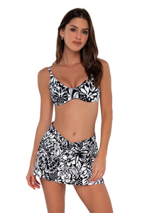 Front pose #1 of Gigi wearing Sunsets Caribbean Seagrass Texture Summer Lovin' Swim Skirt with matching Brooke U-Wire bikini top