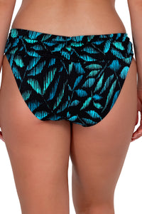 Back pose #1 of Taylor wearing Sunsets Cascade Seagrass Texture Unforgettable Bottom